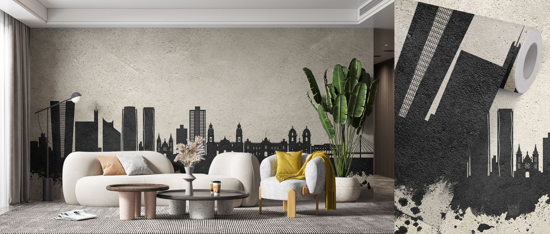 Architectural motifs of Lima skyline illustrated with detail enrich interiors with artistry and refinement, turning walls into cultural landscapes that make bedrooms, offices, or living spaces stylish retreats filled with charm and Peruvian sophistication