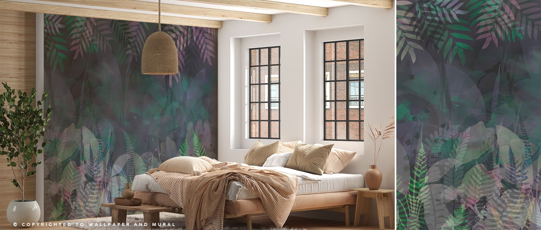 Vibrant tropical motifs illustrated in abstract detail enrich interiors with artistry, energy, and creativity, turning bedrooms, offices, or living areas into lively retreats filled with contemporary charm, boldness, and dynamic sophistication. 