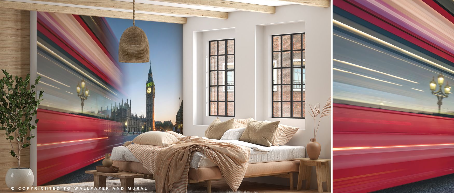 Bustling city life of London illustrated in balanced tones enriches interiors with charm, artistry, and energy, turning bedrooms, living rooms, or offices into lively retreats filled with refinement and cultural depth. 
