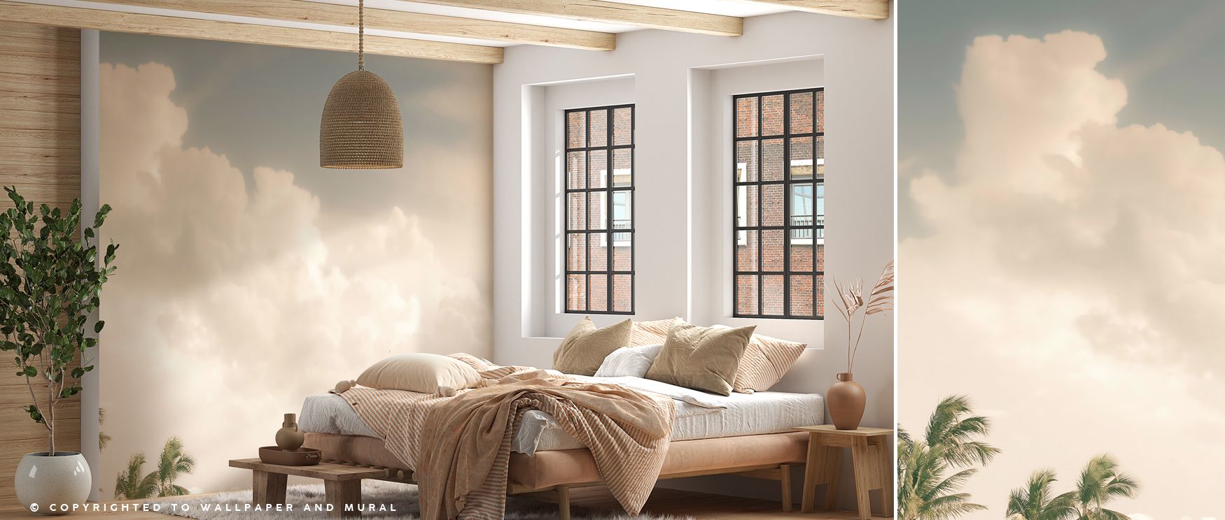 The soft composition of the Lone Bird Nature Wallpaper creates harmony between interior décor and the beauty of nature, transforming walls into a peaceful canvas. Perfect for bedrooms or offices, it maintains a modern yet natural style that inspires calm 