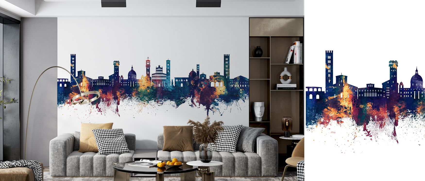 Balancing artistry and cultural inspiration, the Lucca Italy Skyline Blue & Bronze Wallpaper introduces a timeless narrative. Its warm and cool tones create dynamic elegance, making it suitable for bedrooms, offices, and living areas alike. 