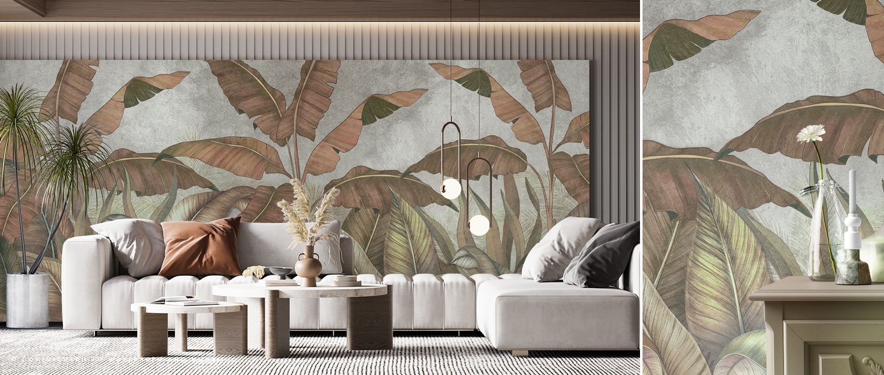With garden-inspired motifs, the wallpaper conveys elegance and tranquility. It works beautifully in living rooms, adding classical beauty, and in bedrooms, offering a restful setting. 