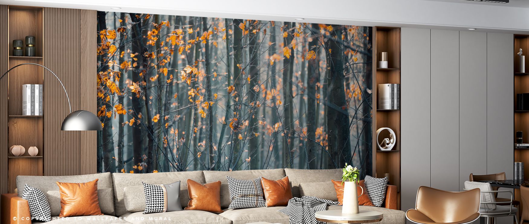 Flowing abstract forms inspired by a magical forest bring whimsical charm into interiors. This wallpaper fills living rooms, bedrooms, and offices with artistry, balance, and imagination, creating vibrant spaces filled with wonder. 