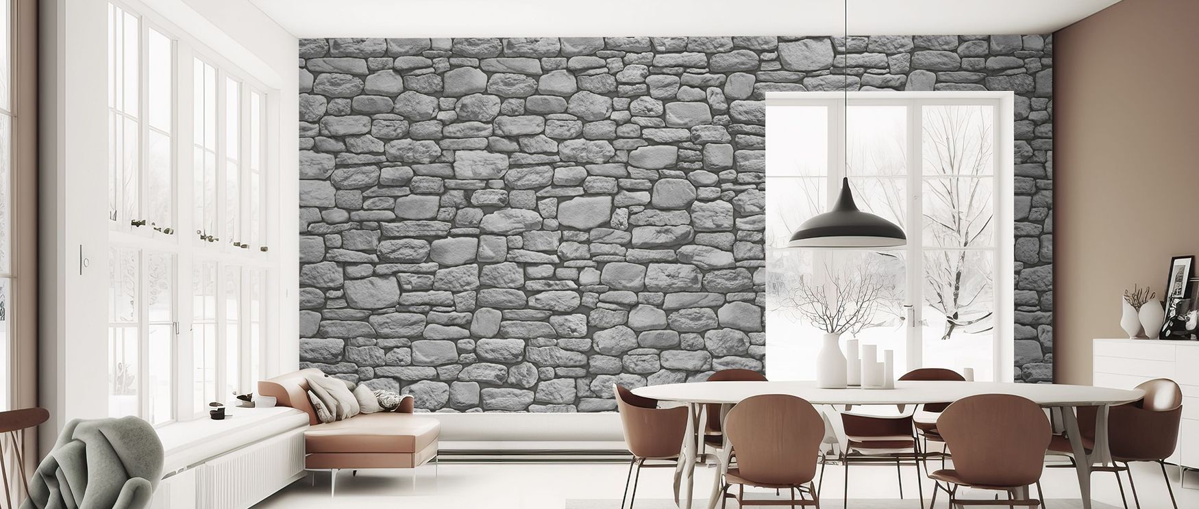 Geometric forms interlock in rhythmic composition, adding depth and character. This wallpaper enriches interiors with architectural inspiration, offering stylish refinement to walls. 