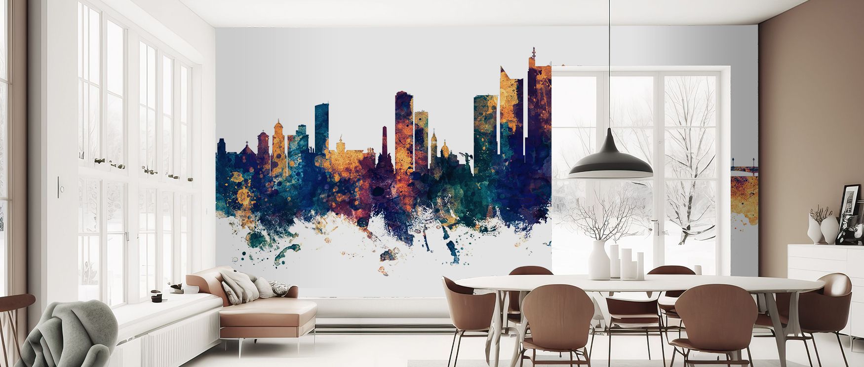 Interplay of blue and bronze highlights architectural silhouettes with clarity, providing homes with visual refinement. Bedrooms benefit from peaceful sophistication, while offices maintain cultural presence, blending design versatility with heritage iden