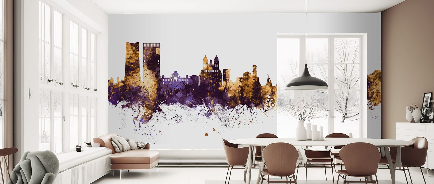 Elegance radiates from the city skyline presented in rich tones. Interiors gain depth, warmth, and sophistication, creating feature walls that remain enduring and stylish. 