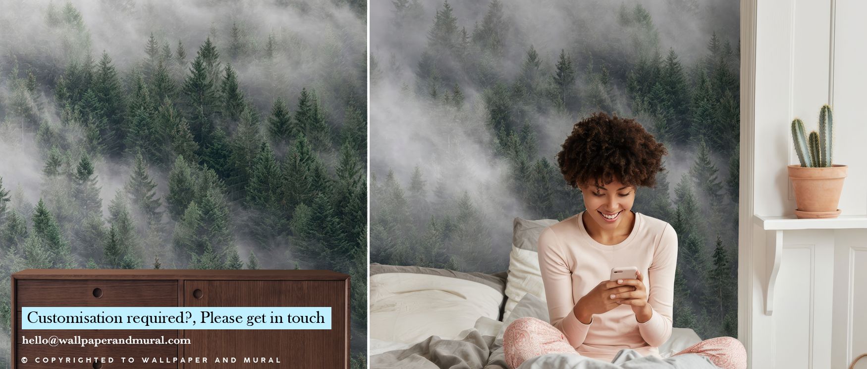 A serene hillside emerges through gentle layers of mist, captured in soft gradients of green and gray that transform walls into landscapes of calm reflection. This wallpaper brings atmospheric depth into bedrooms and living rooms, evoking peace and stilln
