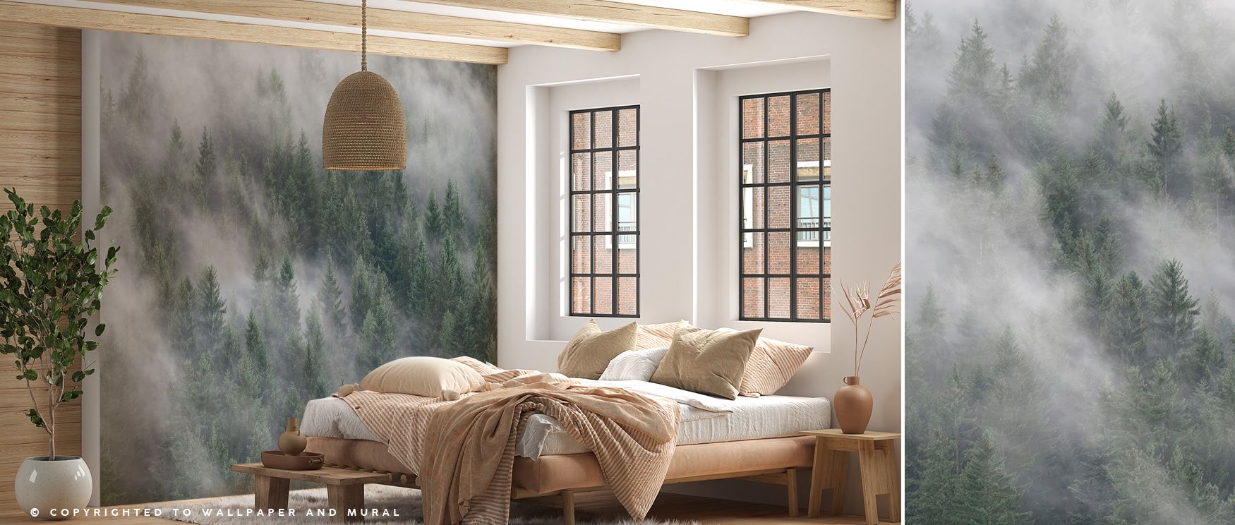 Misty gradients stretch over the hills, producing a scene that feels like morning unfolding. The soft tones elevate interiors with understated elegance. This wallpaper works beautifully in bedrooms, offices, and serene corners, encouraging reflection and 