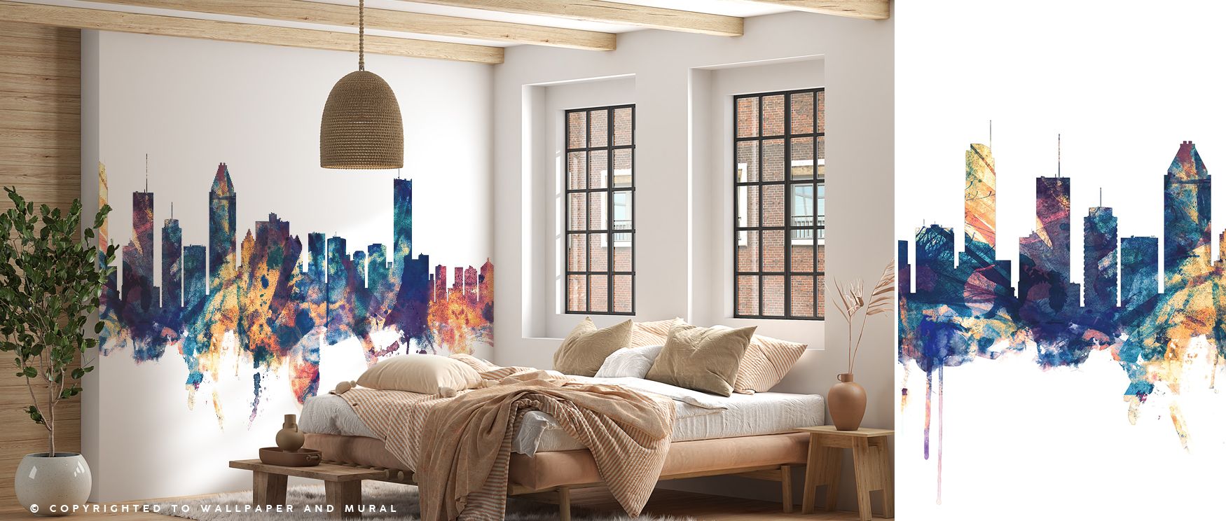 Montreal’s skyline is presented with bold artistry, blending iconic architecture with shimmering tones that radiate sophistication. This wallpaper transforms living spaces into contemporary havens. Offices gain urban identity, bedrooms achieve elegant dep