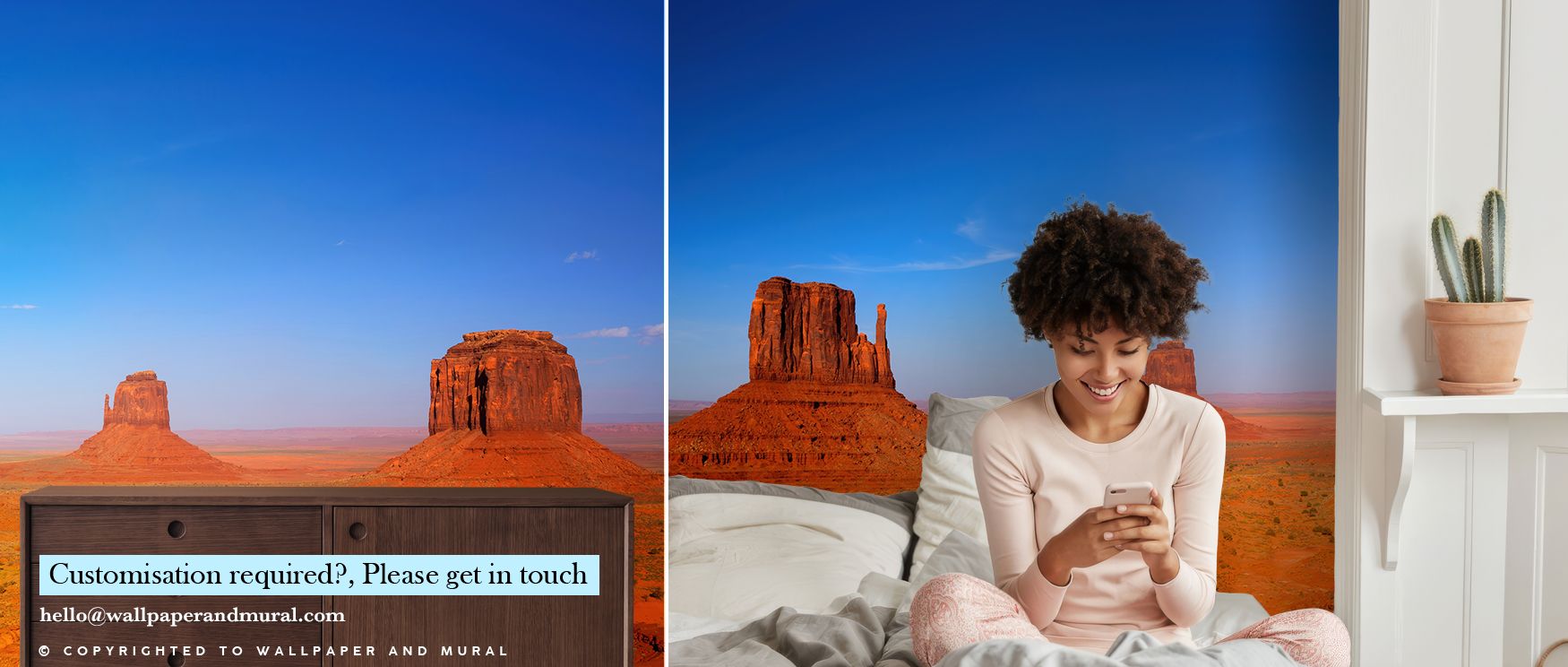 Towering buttes rise against a vast desert horizon, filling interiors with Monument Valley’s timeless beauty. This wallpaper creates atmosphere and scale, turning living rooms into dramatic sanctuaries of natural wonder. Its warm earthy tones add depth an