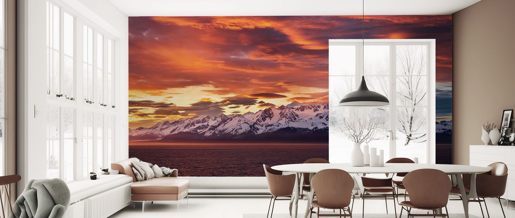 This design captures expansive mountain grandeur, where sweeping lines and natural tones evoke awe, perfectly suited for transforming living rooms or bedrooms into havens of quiet sophistication, with walls that extend the atmosphere of the outdoors, offe