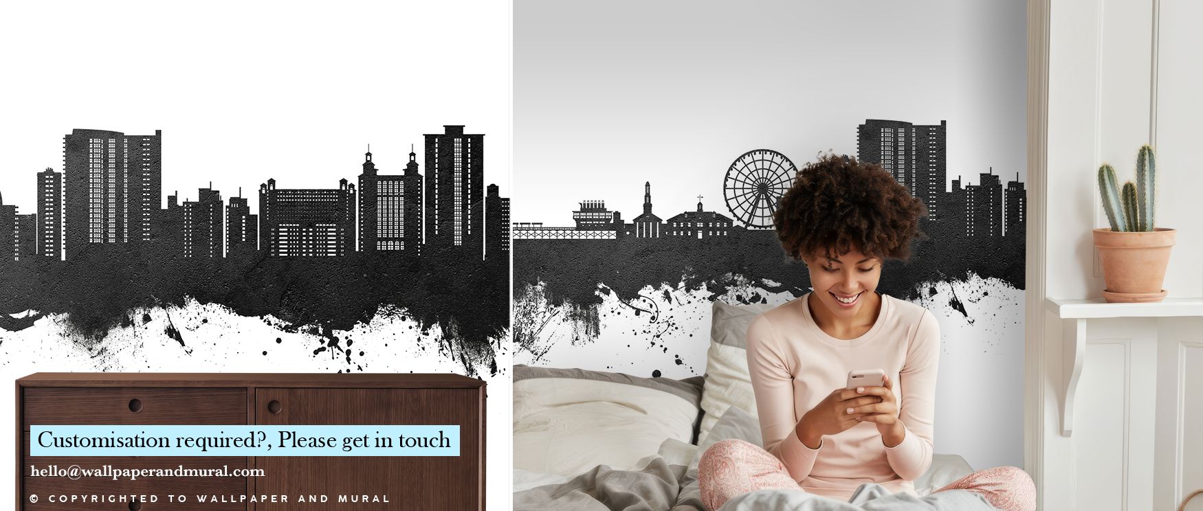 Contrasting tones of black and white form a striking interpretation of the Myrtle Beach skyline, bringing both coastal identity and urban artistry into interiors, ideal for bedrooms or offices where walls benefit from dramatic presence and balanced refine