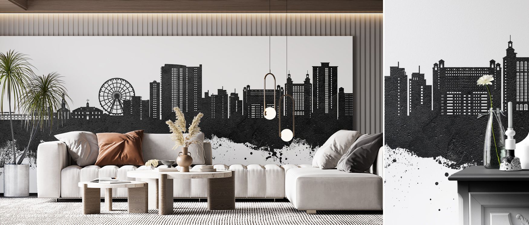 Monochrome detail captures the skyline of Myrtle Beach with artistic elegance, producing a wallpaper that feels bold and versatile, perfect for offices or bedrooms where interiors require striking design, making walls appear as timeless expressions of cul