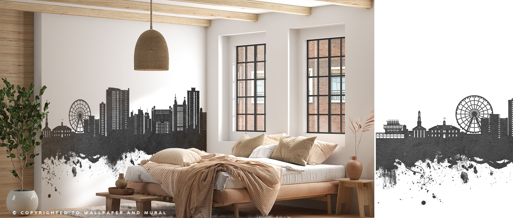 The Myrtle Beach Skyline Wallpaper transforms blank walls with a monochrome palette, providing interiors with bold decorative impact and refined charm, ideal for living rooms or bedrooms where contrast enriches the atmosphere, offering cultural presence a
