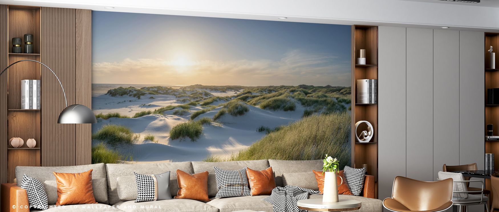 The Nature in Action Scenic Wallpaper captures the movement of nature through soft gradients and flowing lines, turning interiors into lively reflections of natural vitality, ideal for bedrooms or living rooms where energy and calm merge, offering decorat