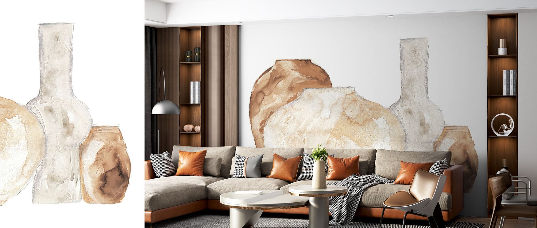 Neutral Vases Vibes Abstract Wallpaper adds serenity through soft patterns and refined abstraction, creating interiors that feel balanced and calming, ideal for studies or bedrooms where understated artistry enriches décor, offering walls decorative prese