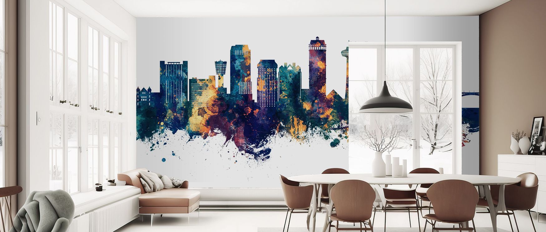Niagara Falls Skyline Blue & Bronze Wallpaper blends heritage with modern design, offering interiors rich decorative depth and cultural charm, suitable for bedrooms or studies where walls gain stylish identity, making spaces feel vibrant and elegant throu