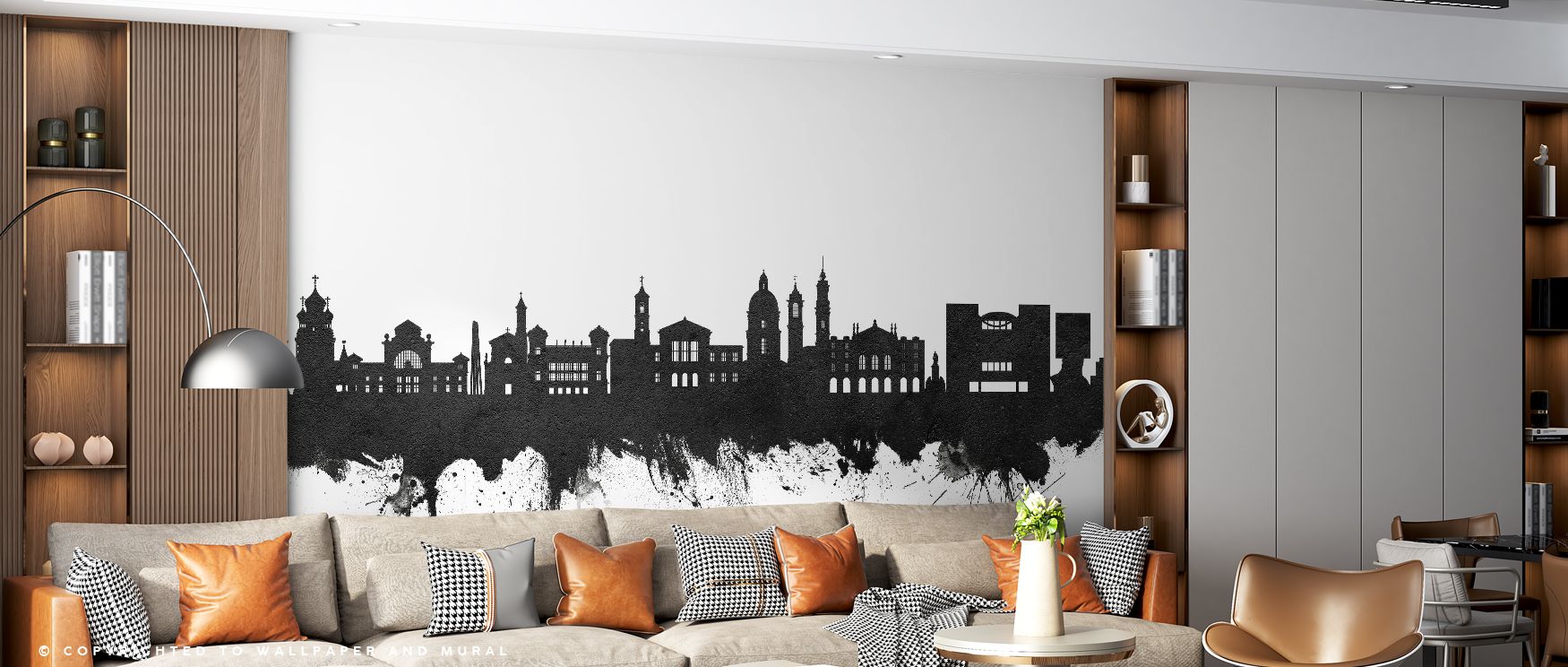 Nice France Skyline Black & White Wallpaper portrays urban elegance through sharp silhouettes and monochrome tones, offering interiors cultural refinement, ideal for offices or bedrooms where walls require timeless sophistication and French decorative art