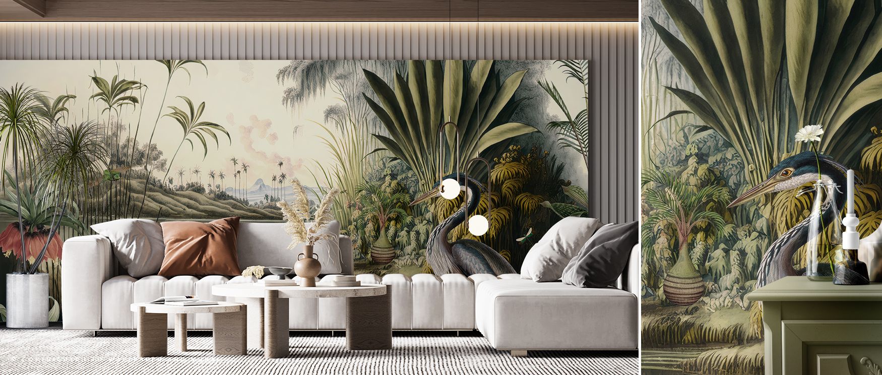 Detailed landscapes in this wallpaper produce interiors filled with sophistication and calm, ideal for offices or bedrooms where walls reflect natural grandeur, offering decorative artistry that balances exploration with serenity, turning interiors into t