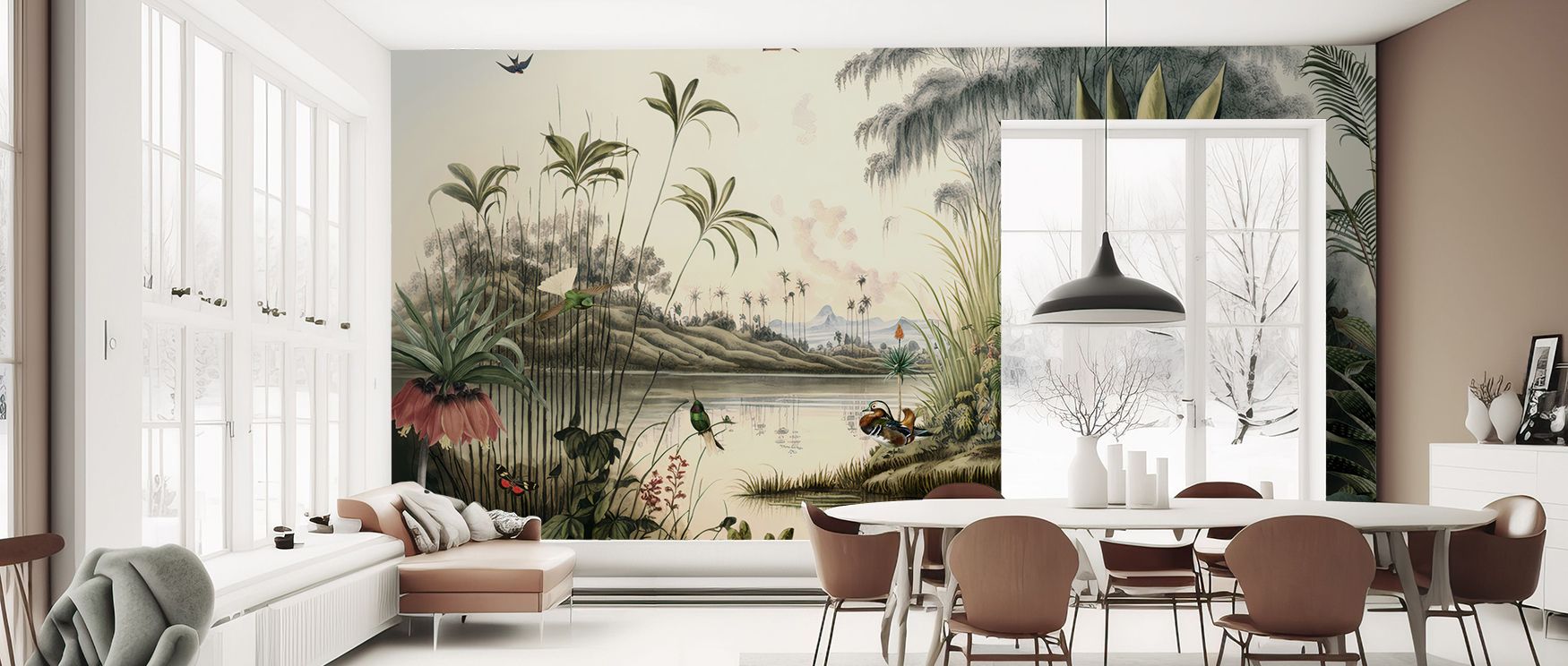This wallpaper captures natural depth and cultural artistry, producing interiors filled with sophistication and calm, perfect for bedrooms or offices where grandeur enhances design, offering walls timeless decorative presence that reflects majesty and bal