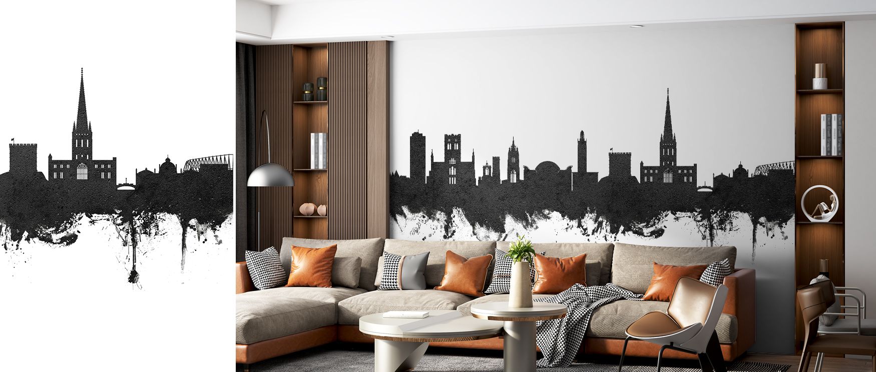 Norwich England Skyline Wallpaper enriches interiors with heritage pride, producing cultured decorative presence, ideal for offices or bedrooms where walls become bold cultural canvases, offering timeless sophistication and artistic refinement naturally e