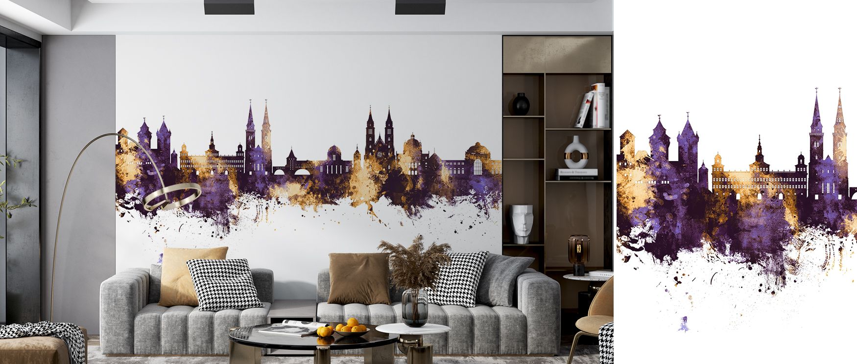 Nurnberg Germany Skyline Wallpaper blends regal tones with architectural silhouettes, creating interiors filled with vibrancy and cultural charm, suitable for studies or bedrooms where walls require artistic sophistication, offering strong decorative iden