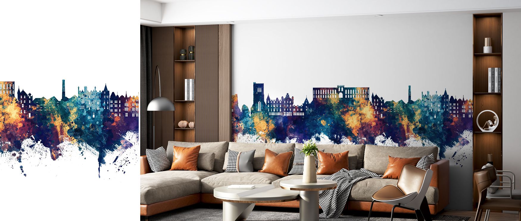 Deep blue layers and glowing bronze highlights create wallpaper that feels both bold and refined, suitable for bedrooms or living rooms where walls require cultural presence, offering strong decorative artistry and stylish design identity naturally expres