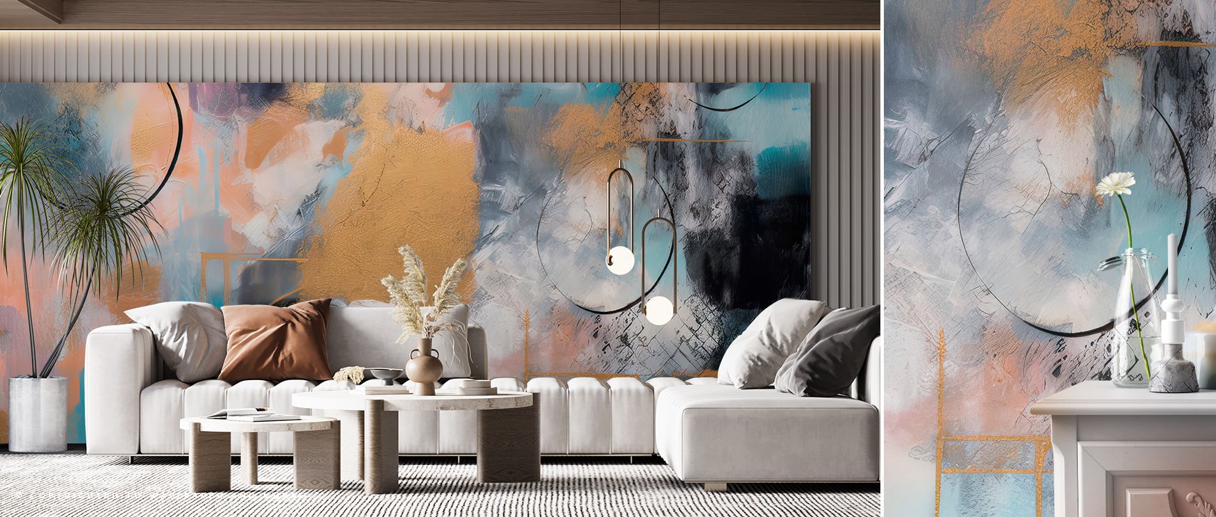 Strong abstract shapes paired with dramatic contrasts create a design that speaks to contemporary tastes, making any room feel engaging and modern. Ideal for interiors seeking bold expression, this wallpaper elevates walls into works of art, turning every