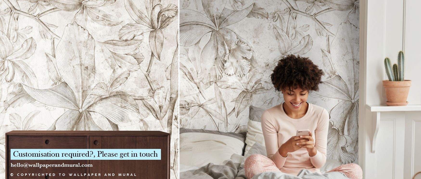 Orchids Sketch Floral Wallpaper brings natural beauty into interiors with soft hand-drawn orchid motifs, each petal crafted in delicate lines. This design creates a calming backdrop for bedrooms and living rooms, where its understated elegance enhances co