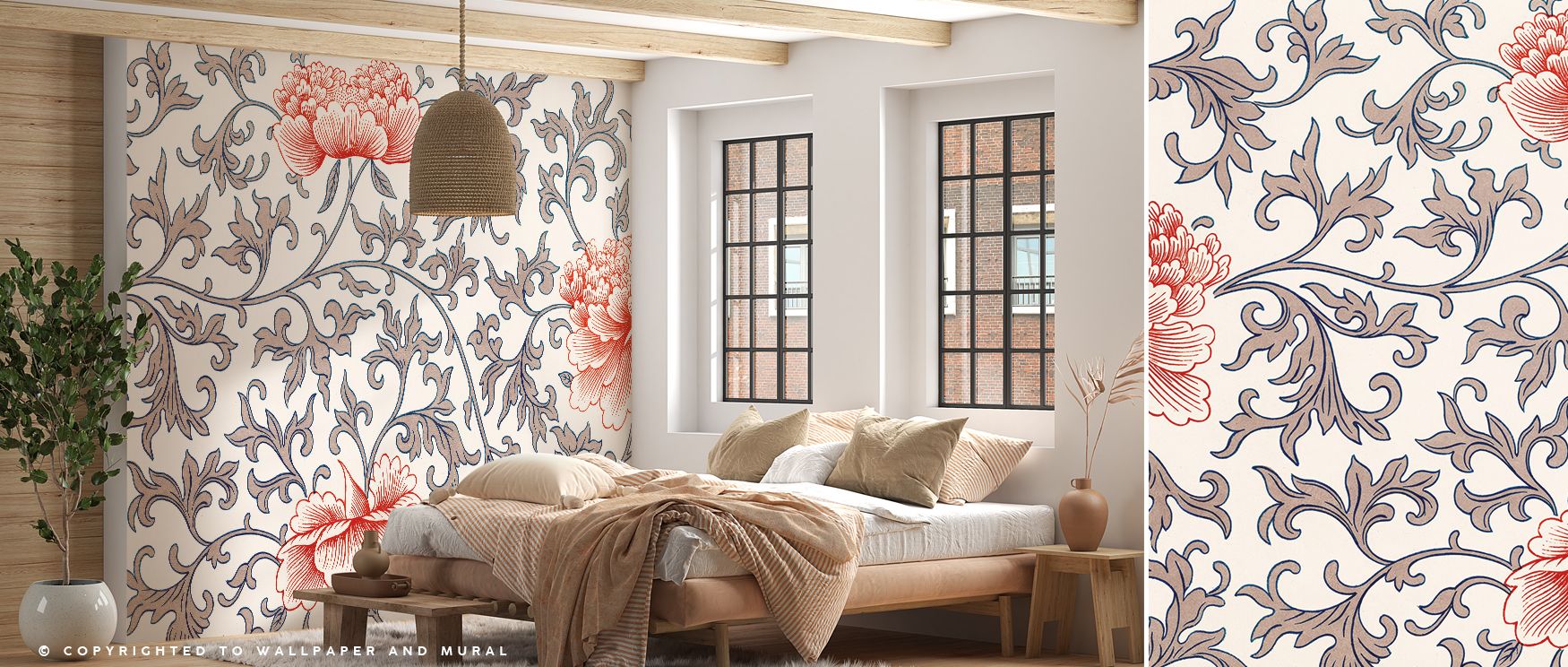 A unique wallpaper that blends ornamentation with abstract energy, this design inspires creativity while adding depth. Its detailing enriches bedrooms with personality and living rooms with elegance, ensuring interiors feel sophisticated and artistic. 