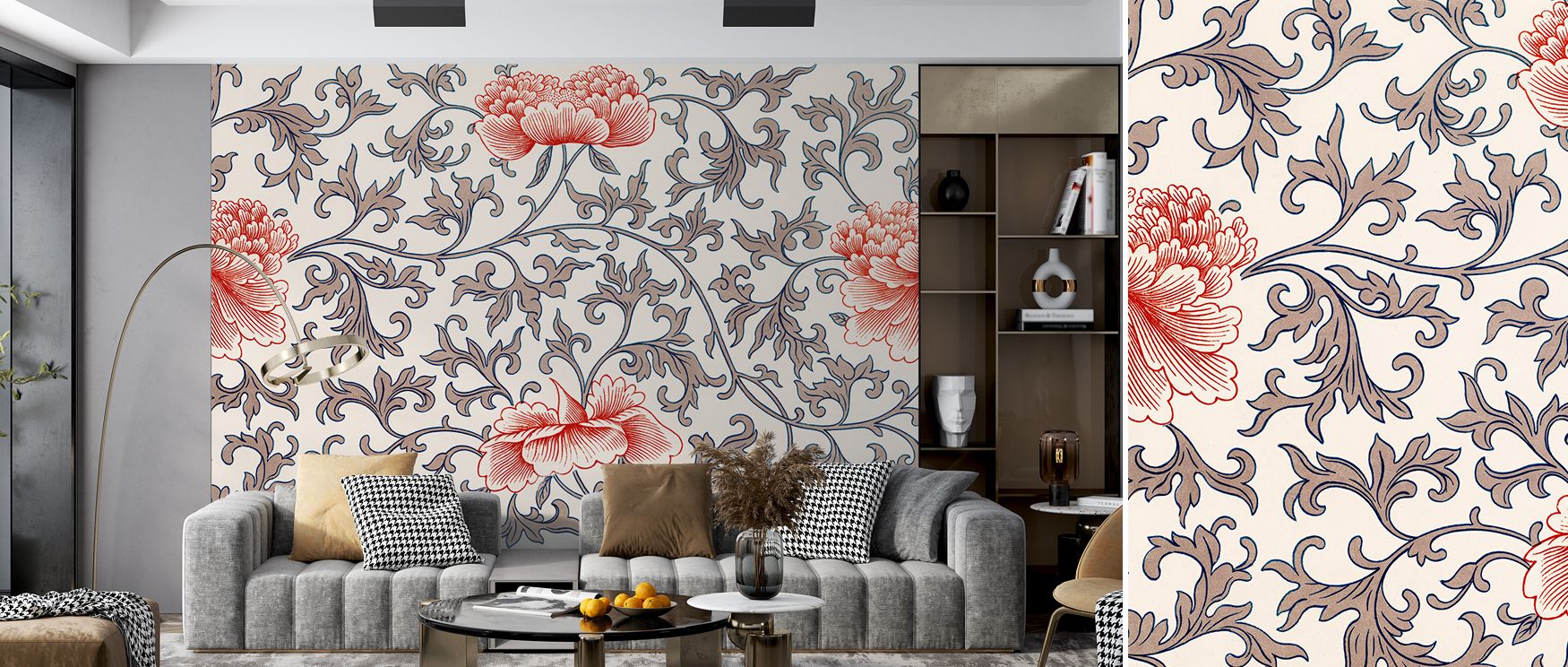 Intricate patterns combine with modern expression in this design, enriching bedrooms and offices with a sophisticated aura. Its bold artistry inspires elegance across interiors. 