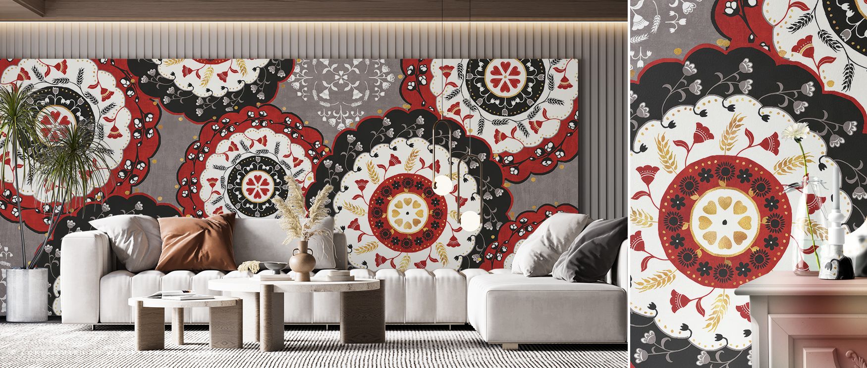 Otomi Farm XV Folk Art Wallpaper creates warm, lively spaces with colorful detailing. Its patterns highlight tradition, enriching walls with Mexican heritage while giving interiors an inviting and vibrant feel that enhances everyday life with cultural art