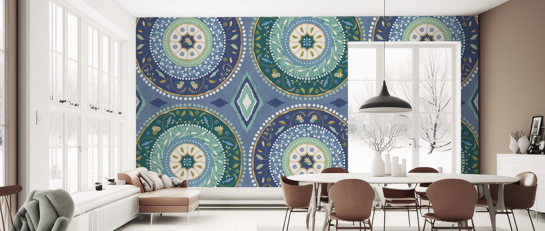 With vibrant tones and cultural motifs, this wallpaper adds playful personality to interiors. Its storytelling flow enriches bedrooms, offices, and living rooms, creating spaces filled with warmth, charm, and artistic detail. 