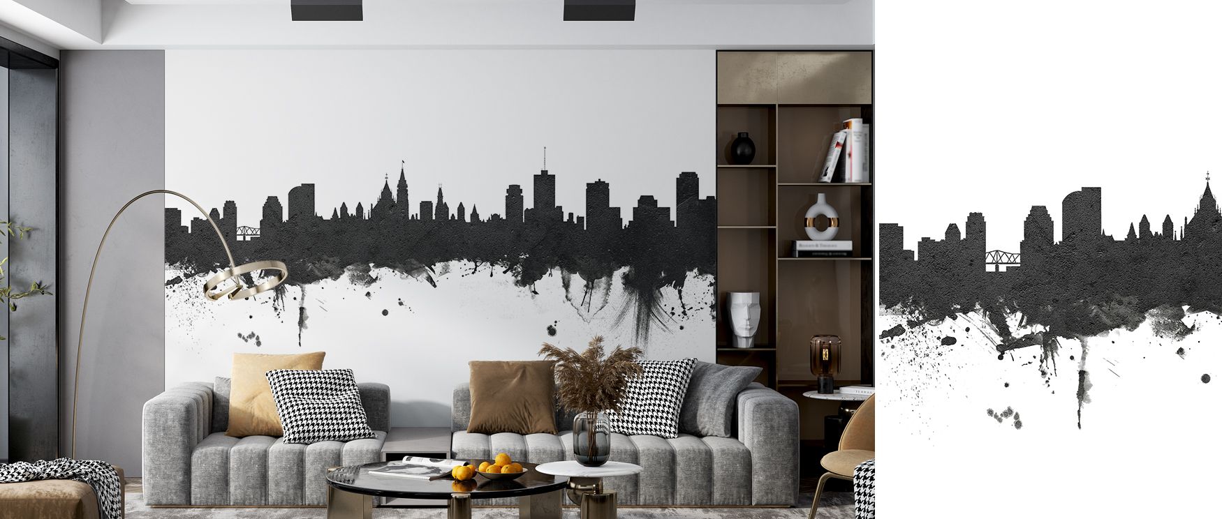 Ottawa Canada Skyline Black & White Wallpaper conveys cultural pride and elegance. Its strong black and white imagery enriches interiors with depth, making walls dynamic and stylishly Canadian. 