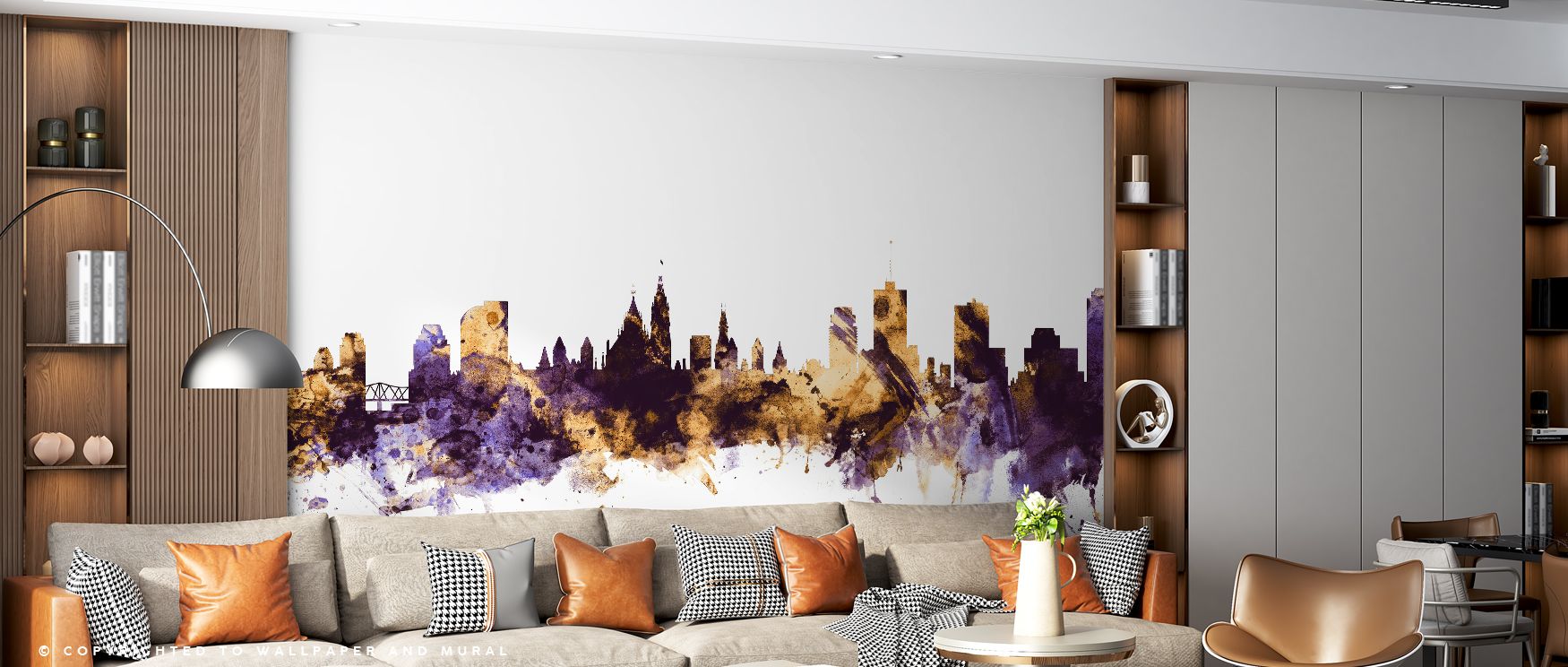 Ottawa Canada Skyline Purple & Gold Wallpaper captures the capital’s beauty with bold tones and luminous contrast. Its design transforms living rooms into vibrant cultural showcases where city pride meets modern elegance, offering walls a strong presence 