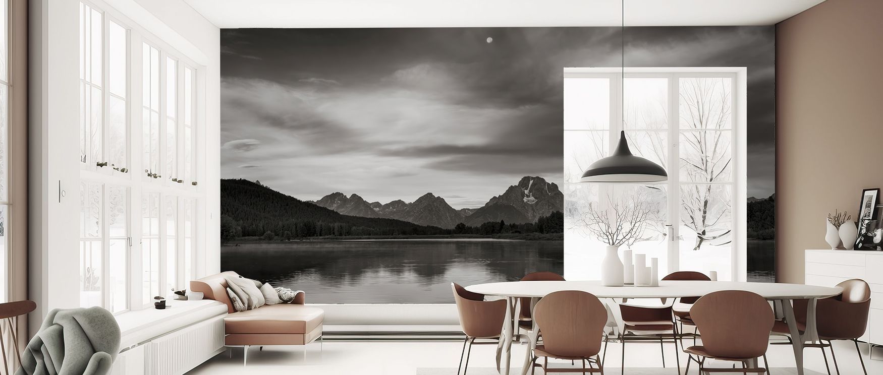 Capturing natural horizons with elegance, this wallpaper enriches spaces with tranquility. Its flowing imagery ensures bedrooms feel restful, living rooms serene, and offices creative, turning ordinary walls into landscapes filled with quiet inspiration a