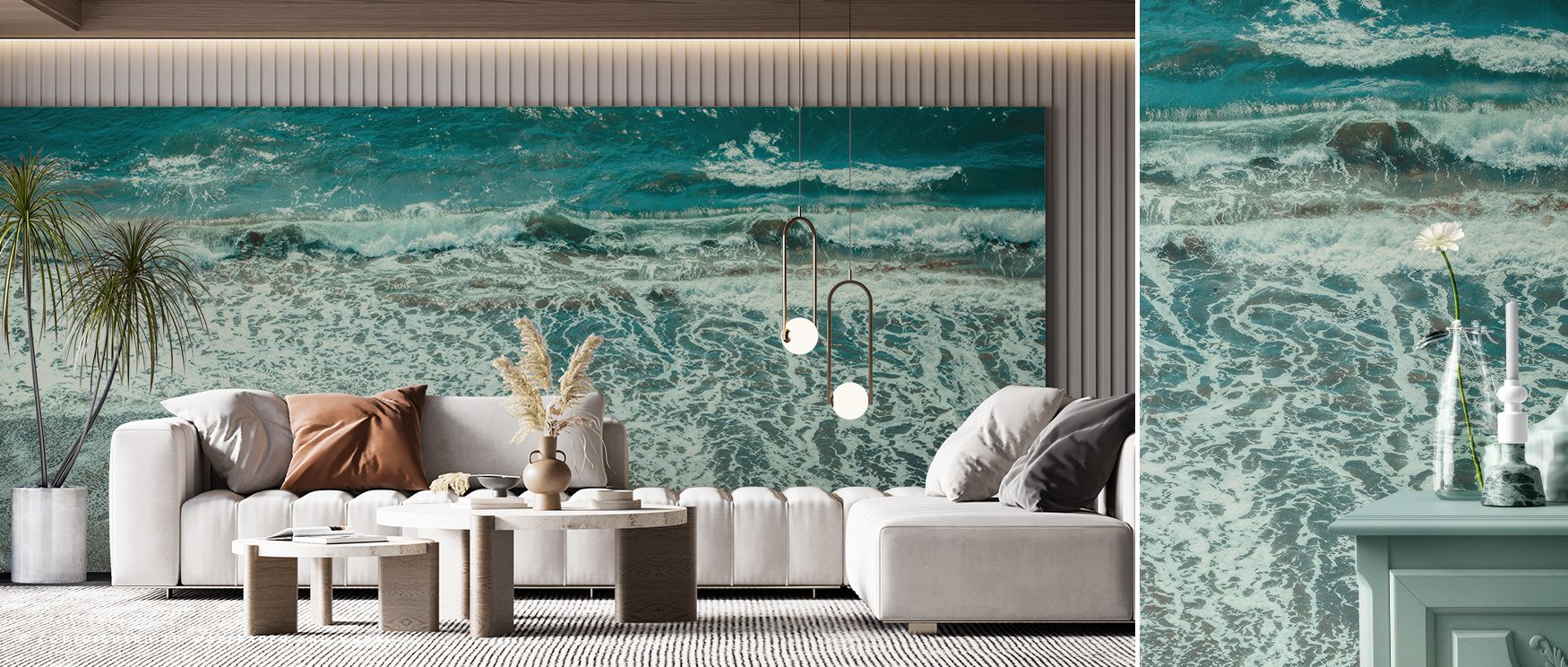 Pacific Tempo Abstract Wallpaper captures artistic energy through overlapping forms. Bedrooms gain lively personality, living rooms sophisticated charm, and offices dynamic creativity, as its design enriches walls with abstract rhythm that feels modern, i