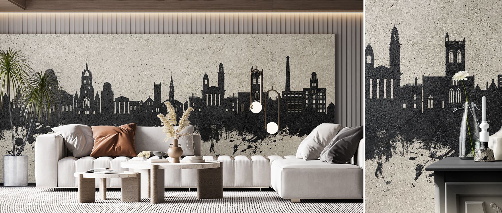 This wallpaper features the city’s skyline in bold monochrome detail, enriching interiors with cultural charm. Bedrooms achieve balance and sophistication, living rooms stylish elegance, and offices artistic focus, as its imagery ensures spaces remain exp