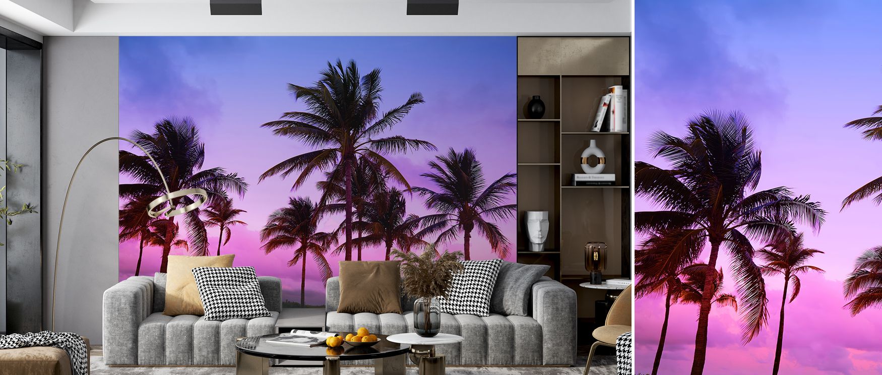 Palm Trees in Miami South Beach Scenic Wallpaper enhances spaces with scenic palm artistry. Bedrooms achieve serenity, living rooms vibrancy, and offices creative focus, as its imagery turns walls into refreshing reflections of tropical elegance and moder