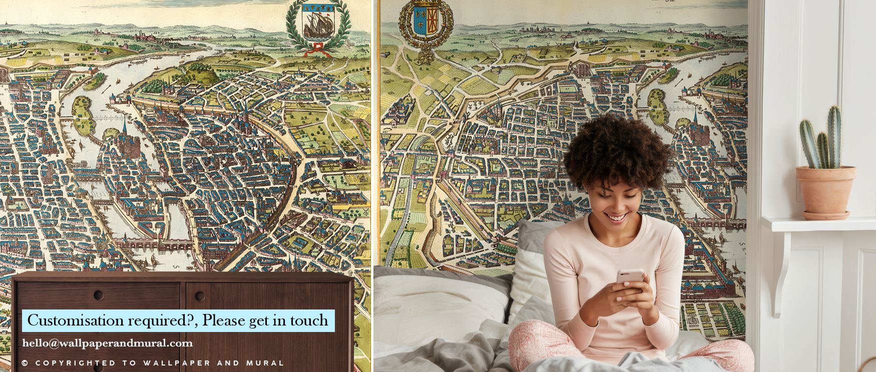 Paris 1620 Historical Wallpaper captures antique Parisian charm with intricate mapping. Bedrooms or studies gain cultured elegance, living rooms achieve timeless sophistication, and offices feel inspiring, as its detailed design turns walls into windows o