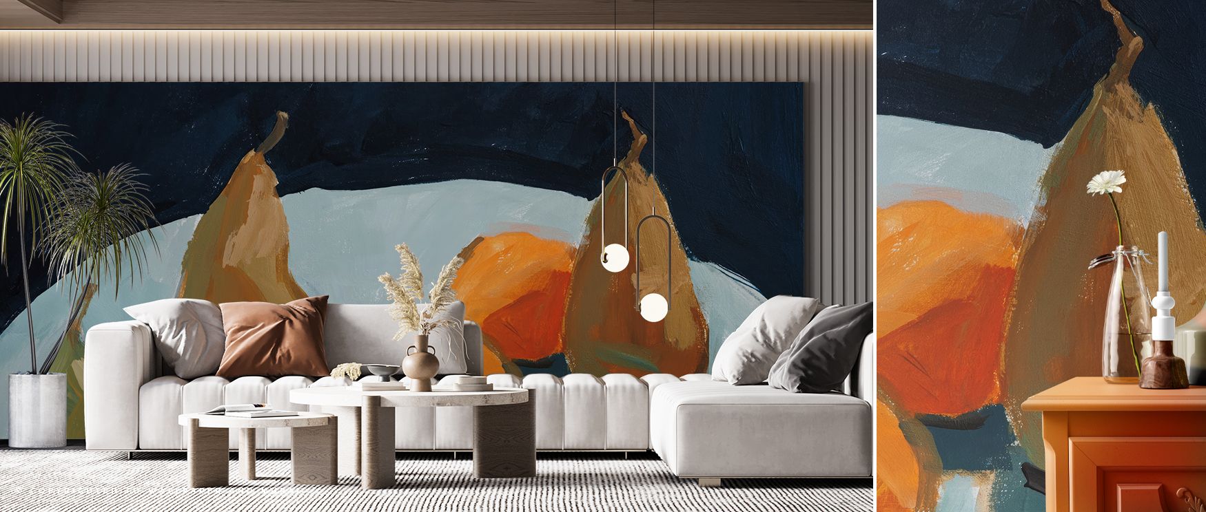 Pear and Orange Nature Wallpaper enriches interiors with natural imagery and vibrancy. Bedrooms gain cheerful balance, living rooms expressive freshness, and offices refined inspiration, as its design ensures walls reflect artistry, sophistication, and na