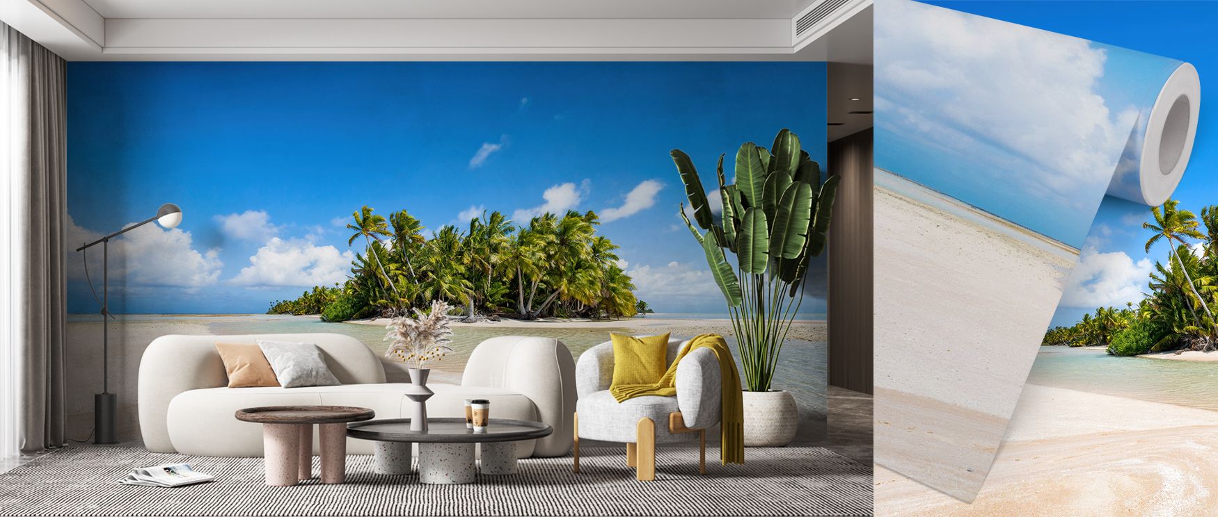This wallpaper blends scenic detail with pink tones, enriching bedrooms with calm, living rooms with elegance, and offices with creativity. Its coastal imagery ensures interiors radiate peaceful charm, making spaces feel restful, stylish, and timelessly i