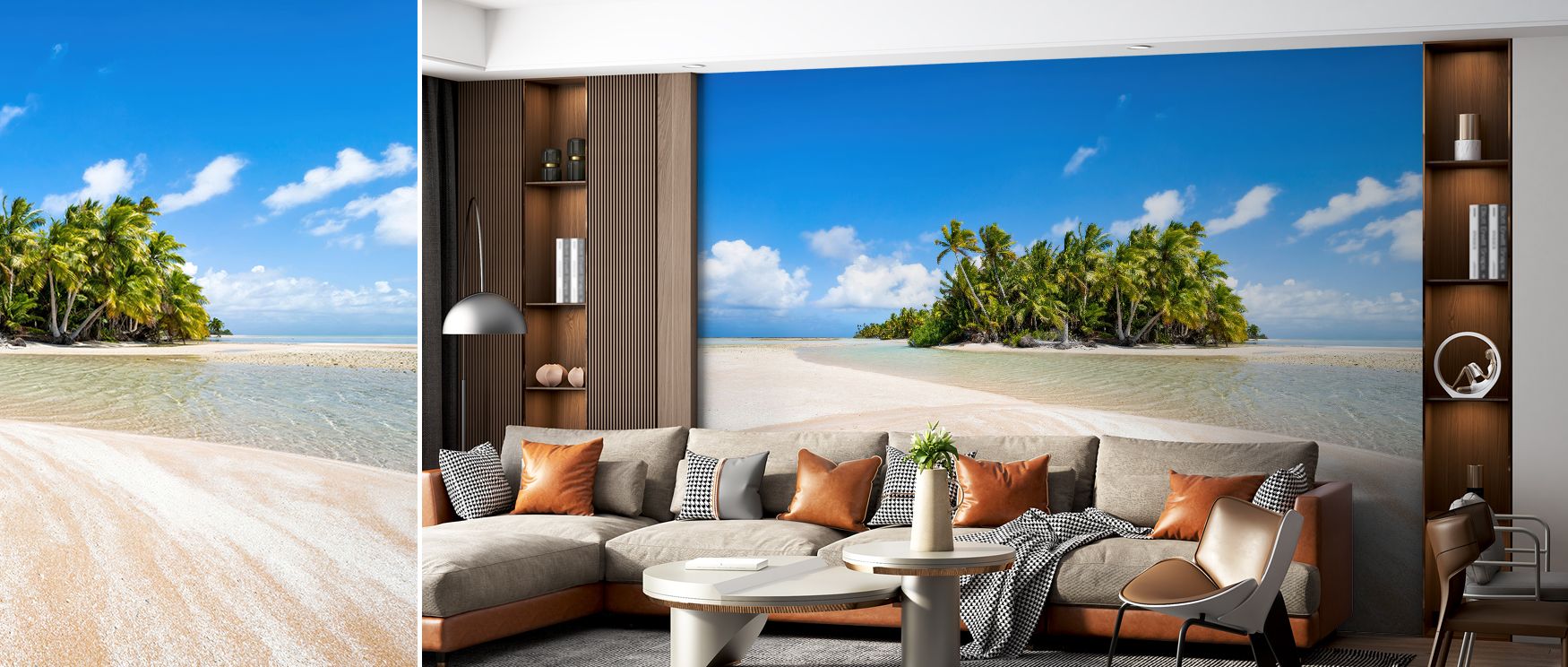 Pink Sands Scenic Wallpaper enhances interiors with soft detailing. Bedrooms gain restful sophistication, living rooms coastal vibrancy, and offices creative charm, as its design turns walls into expressions of natural beauty filled with serenity and time