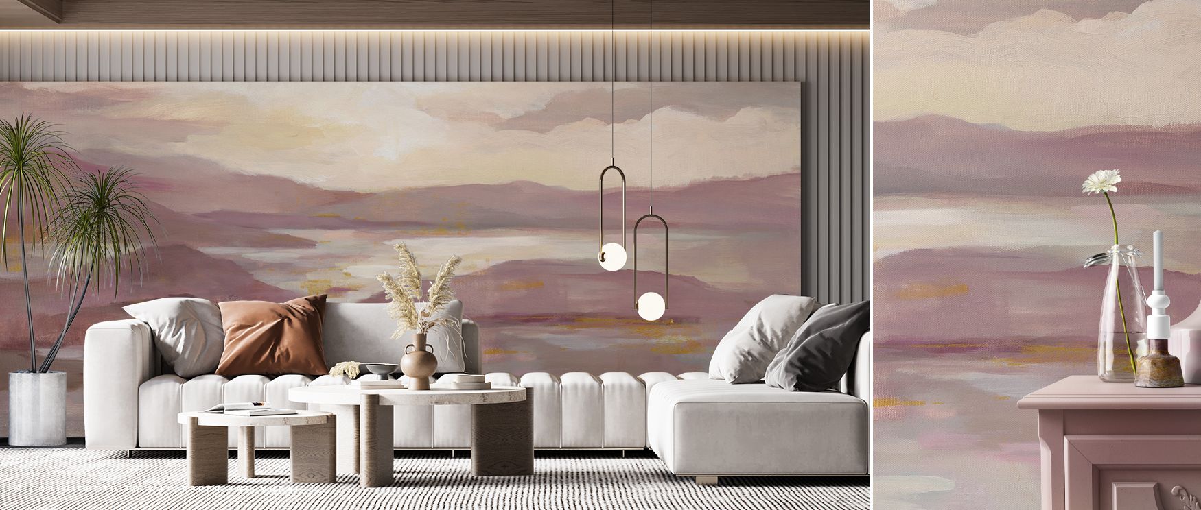 Pink or Gold Abstract Wallpaper transforms interiors with bold artistry. Bedrooms feel vibrant, living rooms expressive, and offices stylish, as its abstract tones enrich walls with rhythm and elegance, creating timeless spaces filled with refinement and 