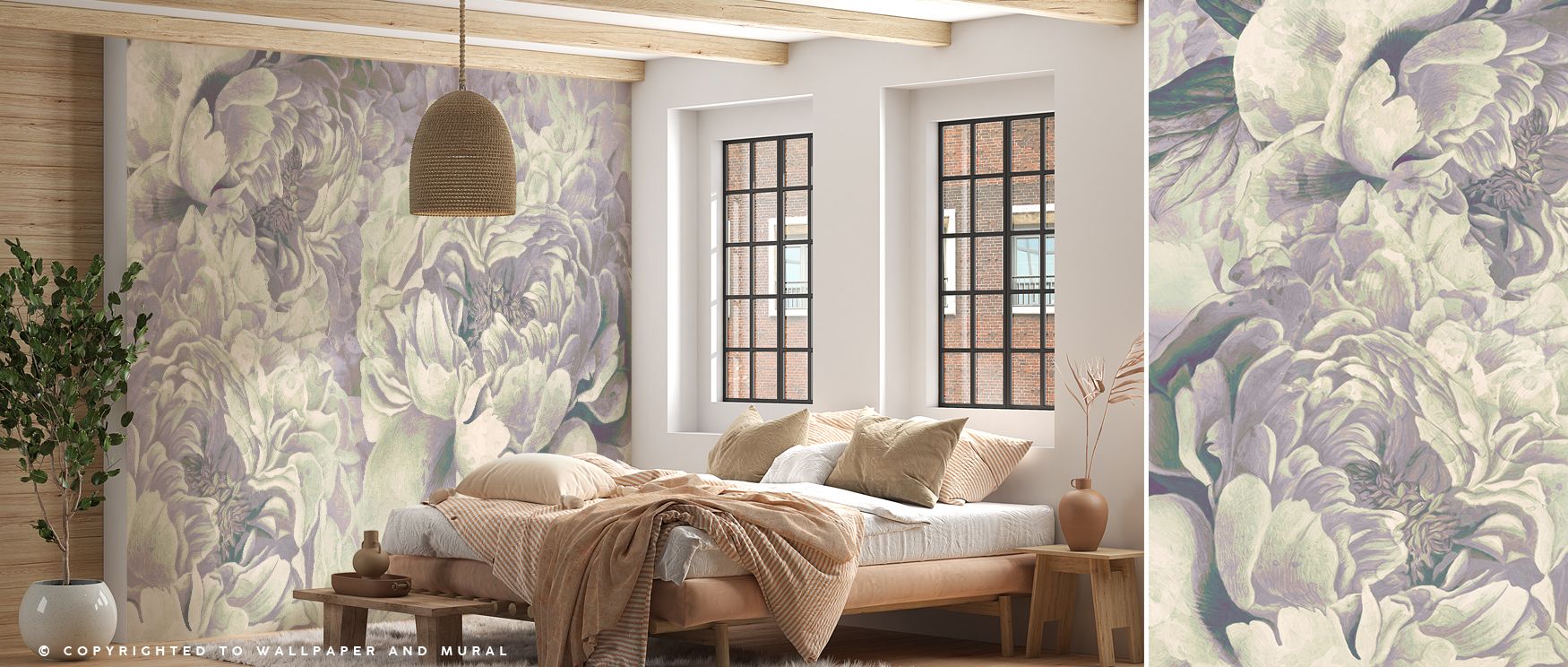 With dream-inspired peony tones, this wallpaper offers calming artistry. Bedrooms achieve rest, living rooms vibrancy, and offices refinement, as its floral imagery creates timeless backdrops filled with charm, sophistication, and the refreshing beauty of