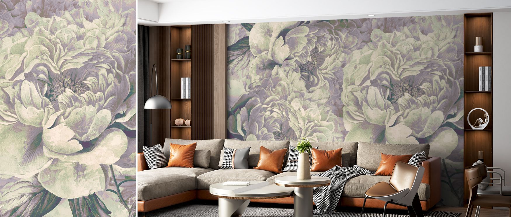 Pions Dream Floral Wallpaper celebrates floral grace with artistic rhythm. Bedrooms gain calm charm, living rooms expressive vibrancy, and offices refinement, as its design ensures interiors remain stylish, serene, and timelessly enriched with natural ele