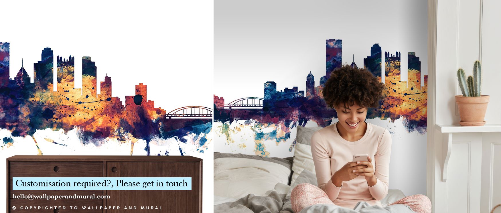 This wallpaper celebrates Pittsburgh’s beauty with vibrant tones. Bedrooms feel grounded, living rooms stylish, and offices refined, as its design transforms walls into modern cultural expressions enriched with timeless artistry, architectural rhythm, and