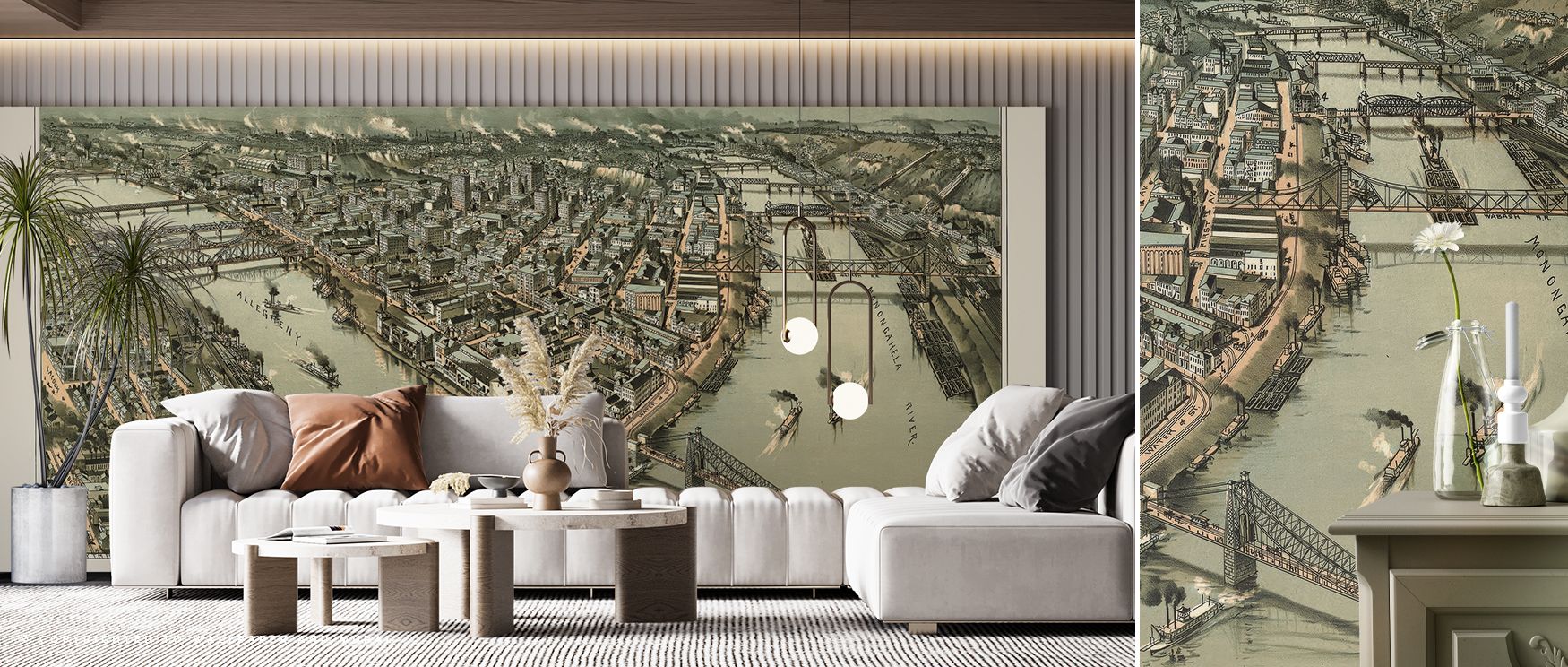 Pittsburgh 1902 Historical Wallpaper enriches interiors with historical charm. Bedrooms achieve refinement, living rooms balance, and studies cultural focus, as its detailing ensures walls reflect heritage, sophistication, and artistic identity, creating 