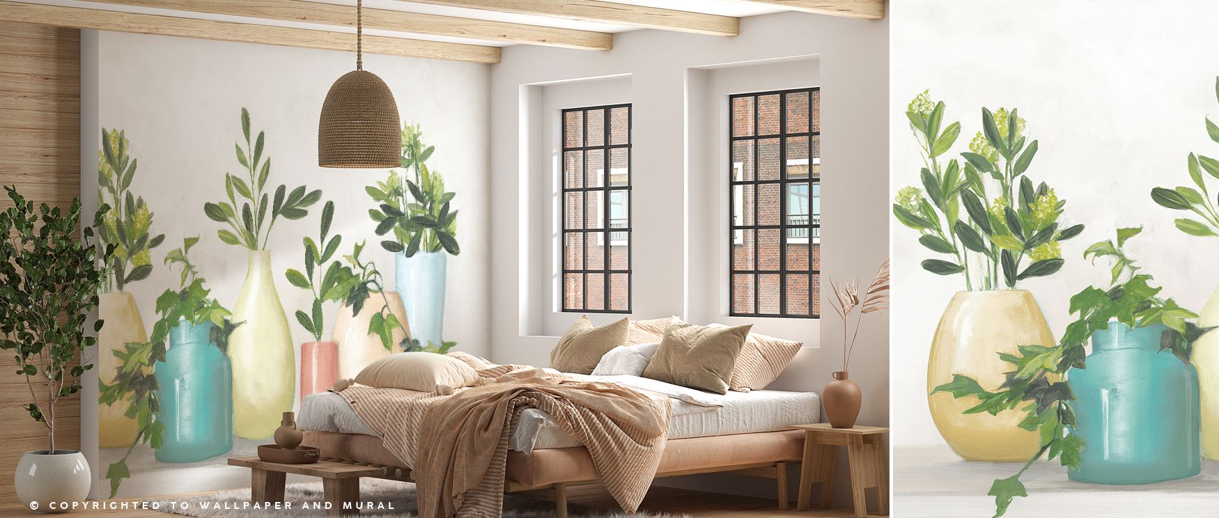 With detailed plant imagery, this wallpaper creates refreshing energy indoors. Bedrooms achieve lively balance, living rooms charm, and offices creativity, as its design ensures interiors remain stylish, natural, and timelessly enriched with vitality and 