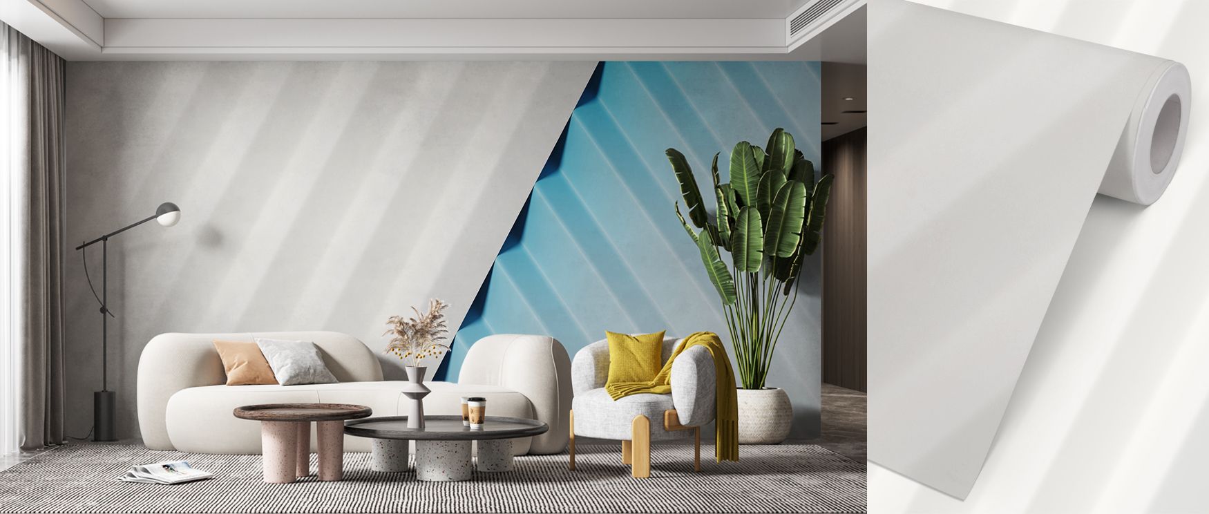 This wallpaper blends layered rhythm with abstract artistry, enriching bedrooms with vibrancy, living rooms with elegance, and offices with refinement. Its pleated design ensures interiors remain stylish, creating bold spaces filled with sophistication, b